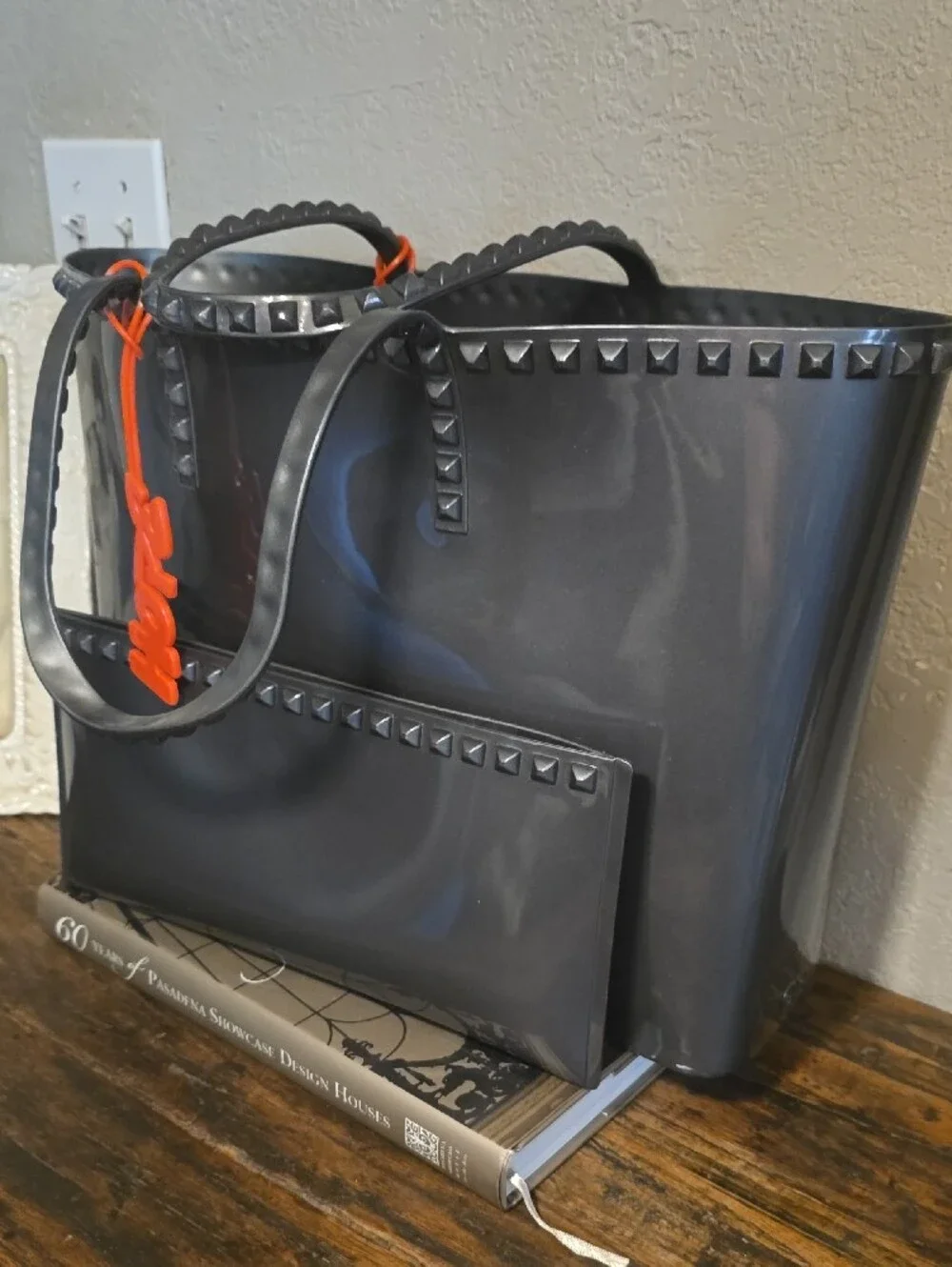 Carmen Sol Angelica Large Tote and Cutch featuring pyramid studs